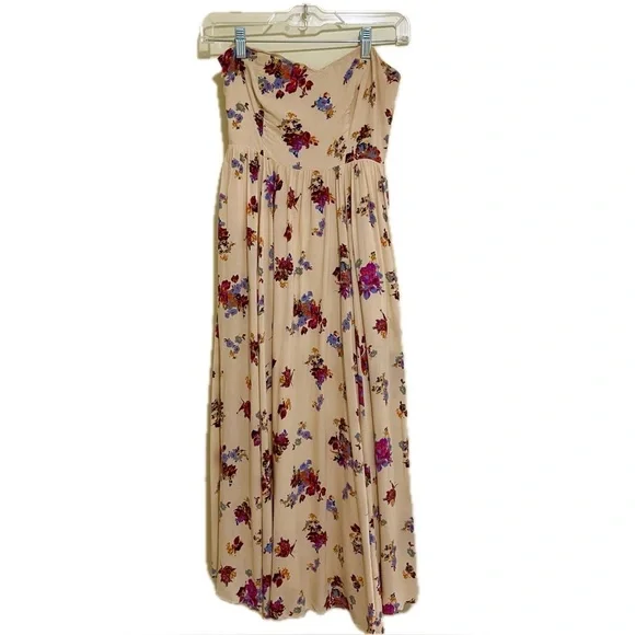 Free People Bella Babe Printed Midi Dress Cream Floral Sleeveless Sz 2 - Picture 2 of 12